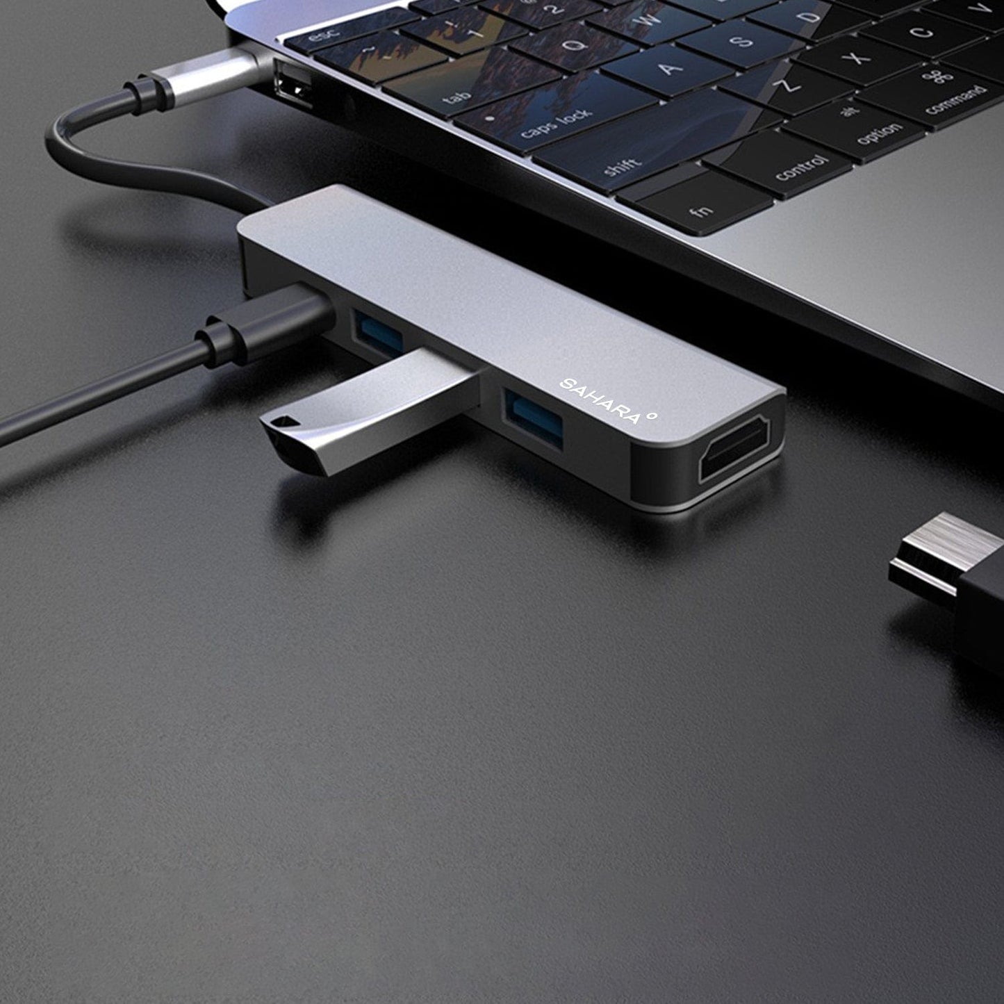 5-in-1 USB-C Hub Adapter – Sleek Aluminum Multiport Hub with HDMI, USB 3.0, and USB-C PD Charging – Compatible with PC and MAC