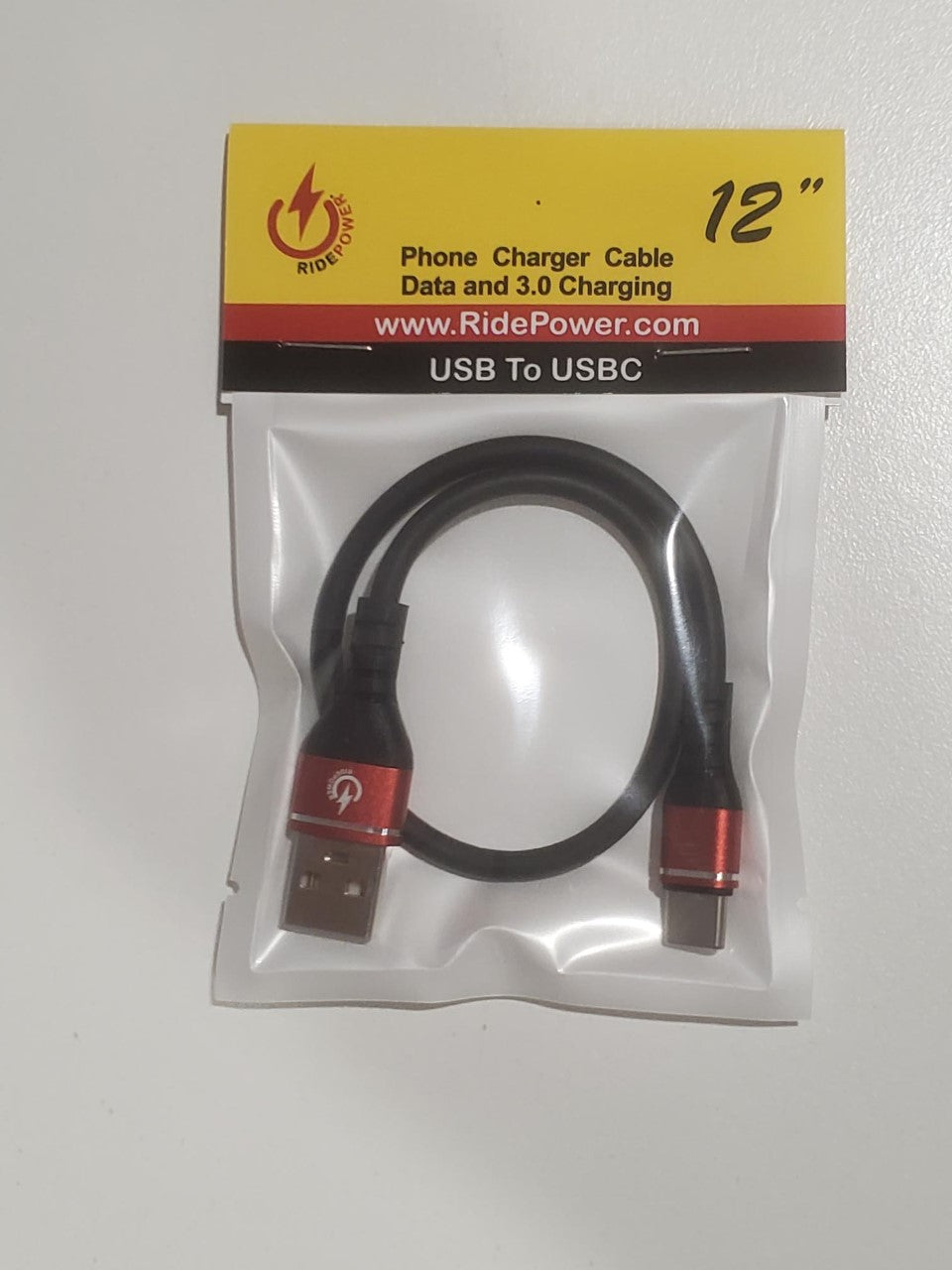 12" Phone Charging Cable USB Male to USBC Male