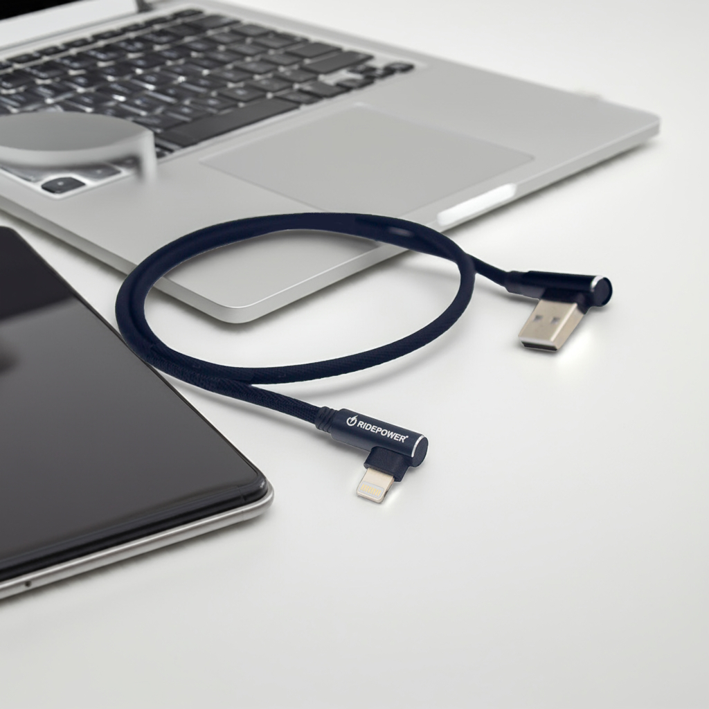 18" Fast Charging and Data Phone Cable 90-degree USB to Lightning