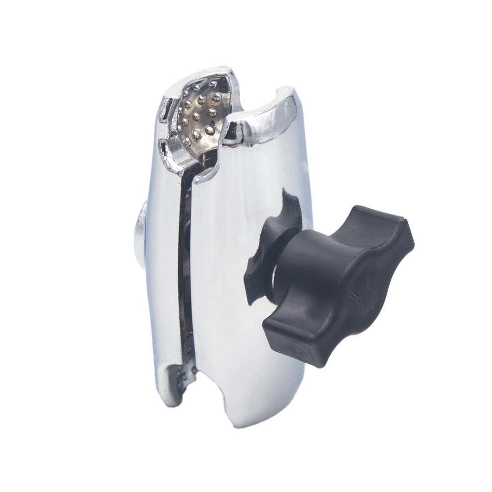 Chrome Aluminum Union for Phone Mounts with Articulating 1" Ball 2 1/4 center to center