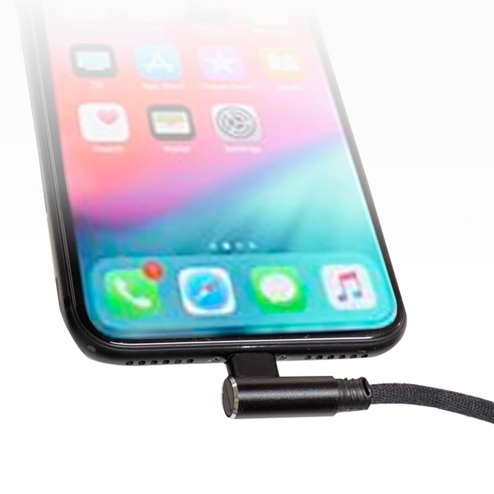 18" Phone Charging Cable with 90-Degree male USB to 90-degree male USBC connectors