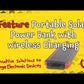 Portable Power Bank with Wireless Charging, 10K mAh, LED Light, Backup Solar Panel and 2 USB + 1 USBC Charging Ports
