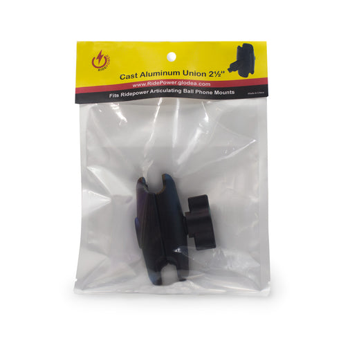 Aluminum Union for attaching Phone Mounts with Articulating 1" Ball 2 1/4 center to center
