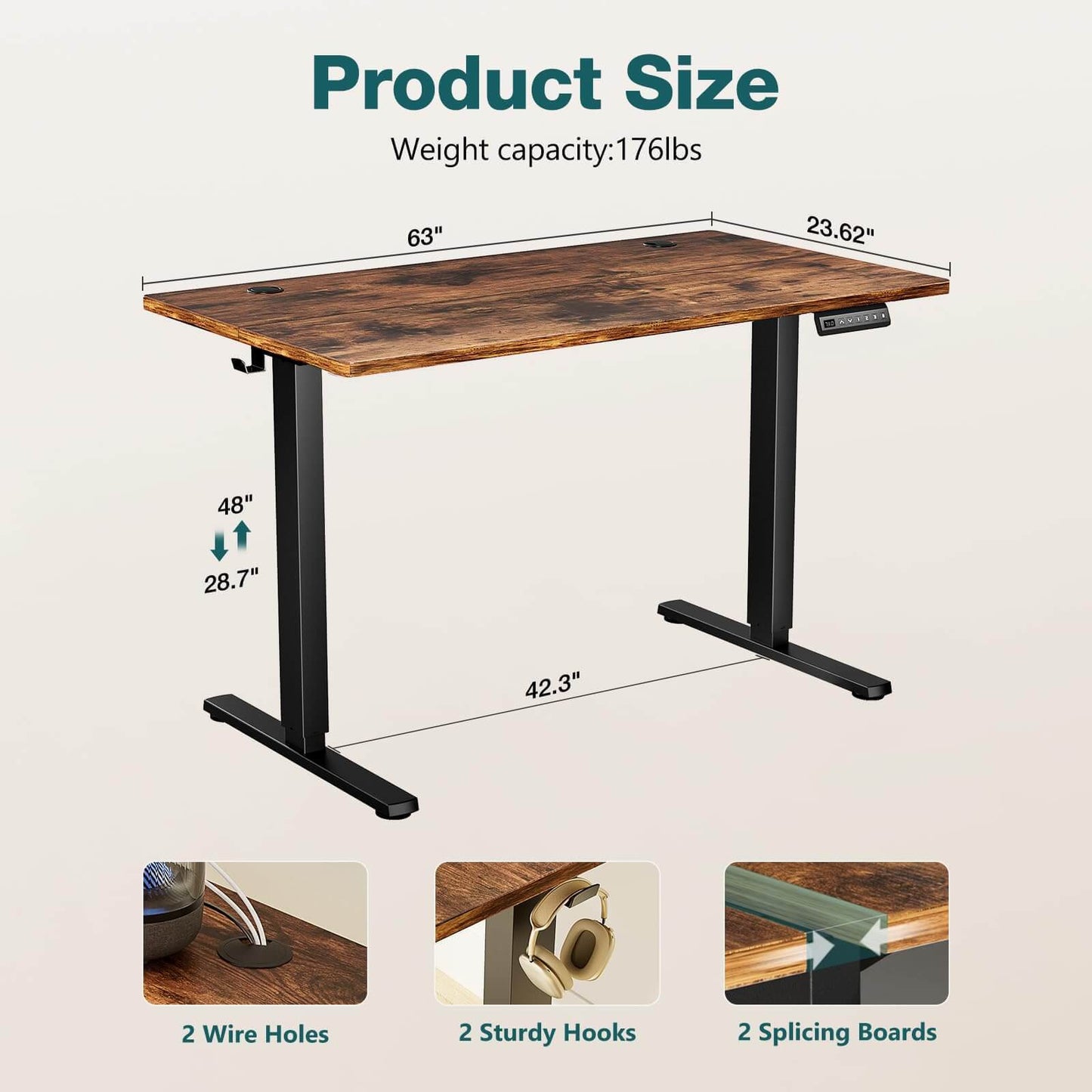 Electric Height Adjustable Standing Desk by Blak Hom