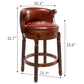 Cow Leather Top  Wooden Swivel Bar Stools by Blak Hom