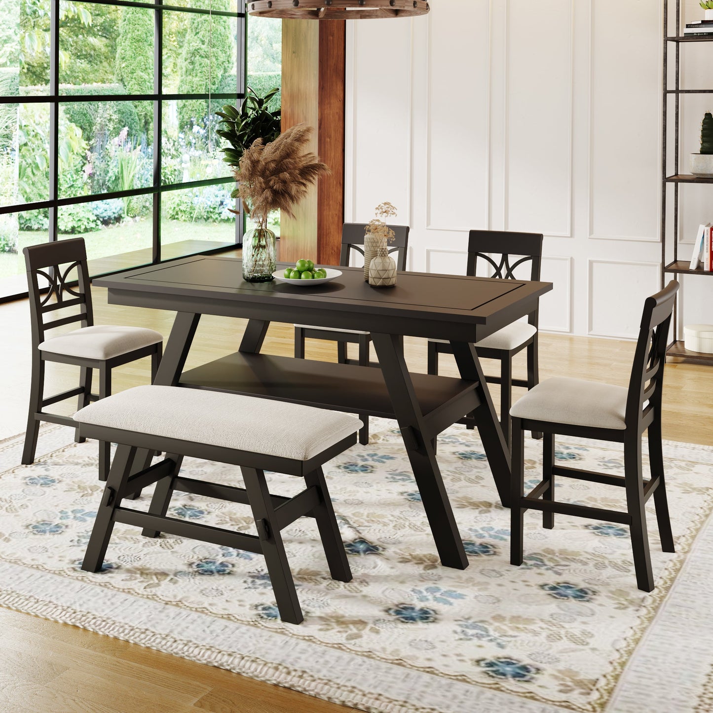 6-Piece Wood Counter Height Dining Table Set by Blak Hom