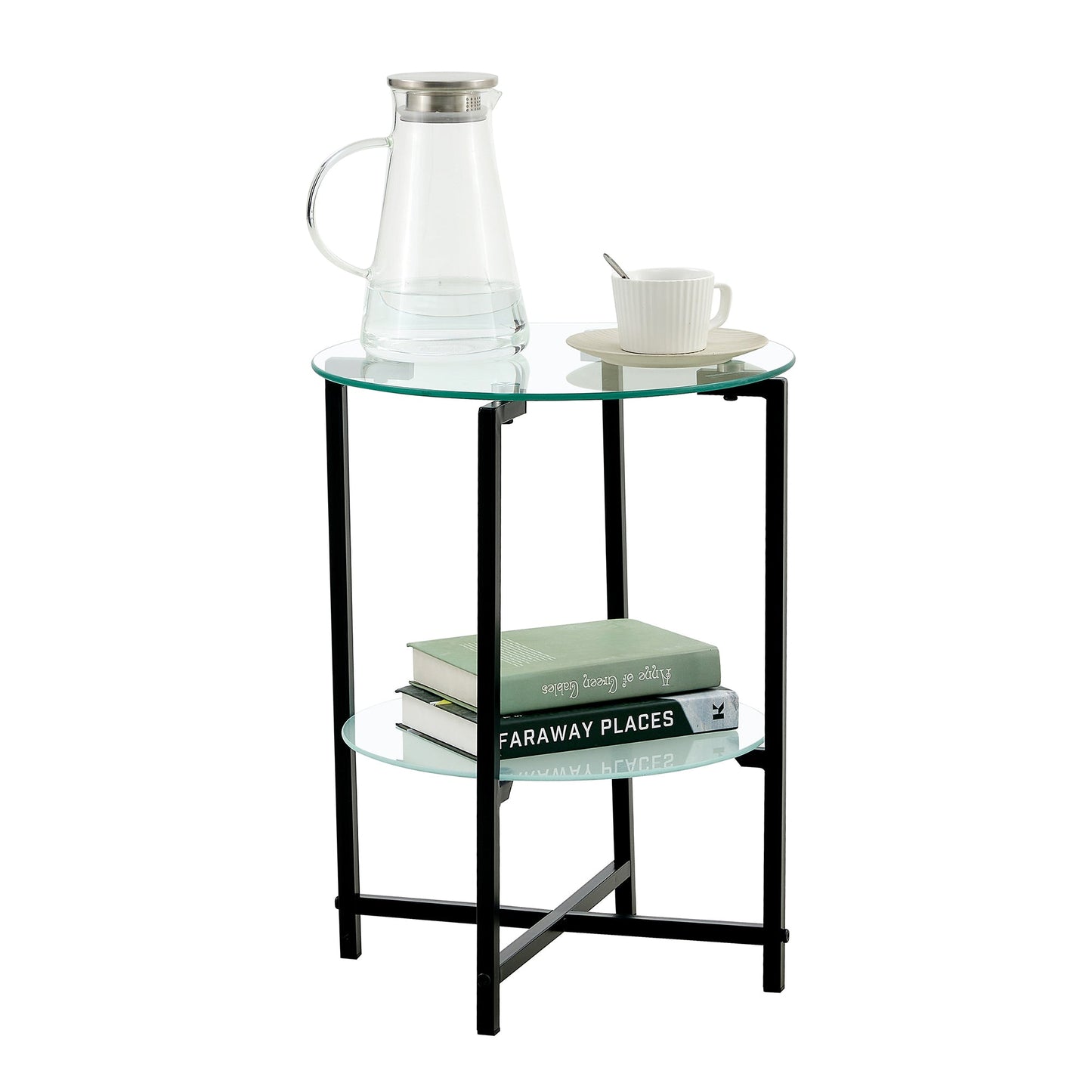 2-Piece Set Clear Tempered Glass Side Table. by Blak Hom