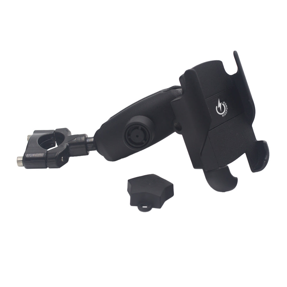 All Metal Phone mount with articulating ball mounting Technology and Security Union Hold devices up to 31/4" wide and 7/16" thick security union. 