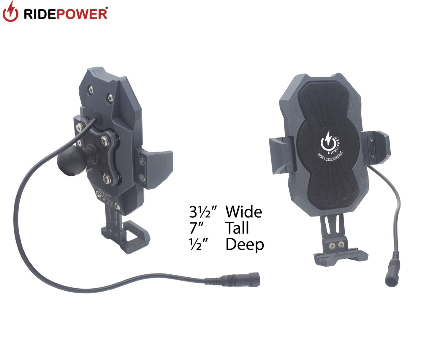 Metal Inductive Charging Phone Mount with a 2" handlebar adapter