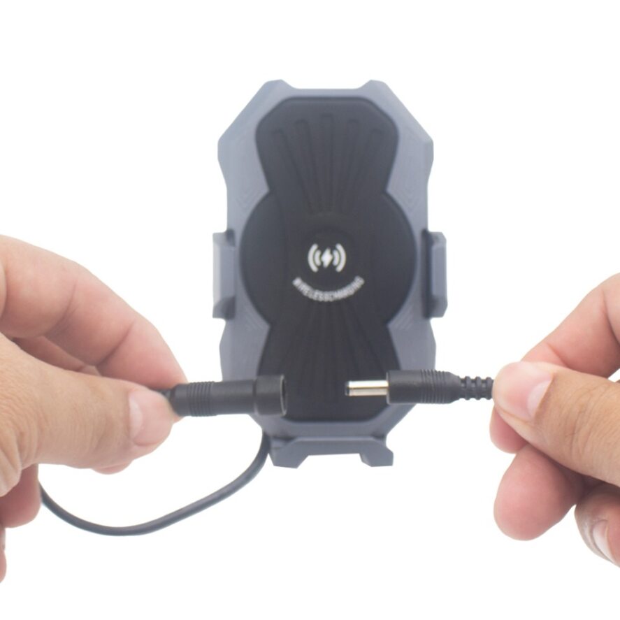 Metal Phone Mount with Inductive Wireless charging, articulating ball mounting & Quick Disconnect Power Cable