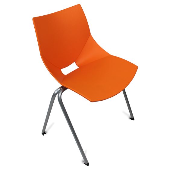 Shell Side or Dining Stackable Chair Plastic Orange (Set of 2)