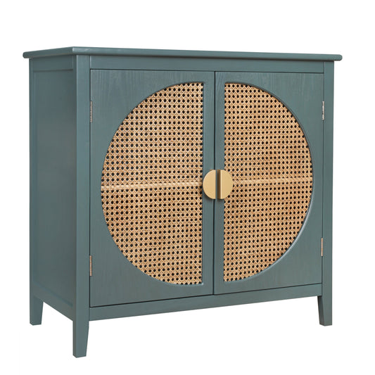 2 Doors Cabinet With Natural Rattan Weaving by Blak Hom