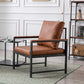 Modern Faux Leather Accent Chair with Metal Frame by Blak Hom