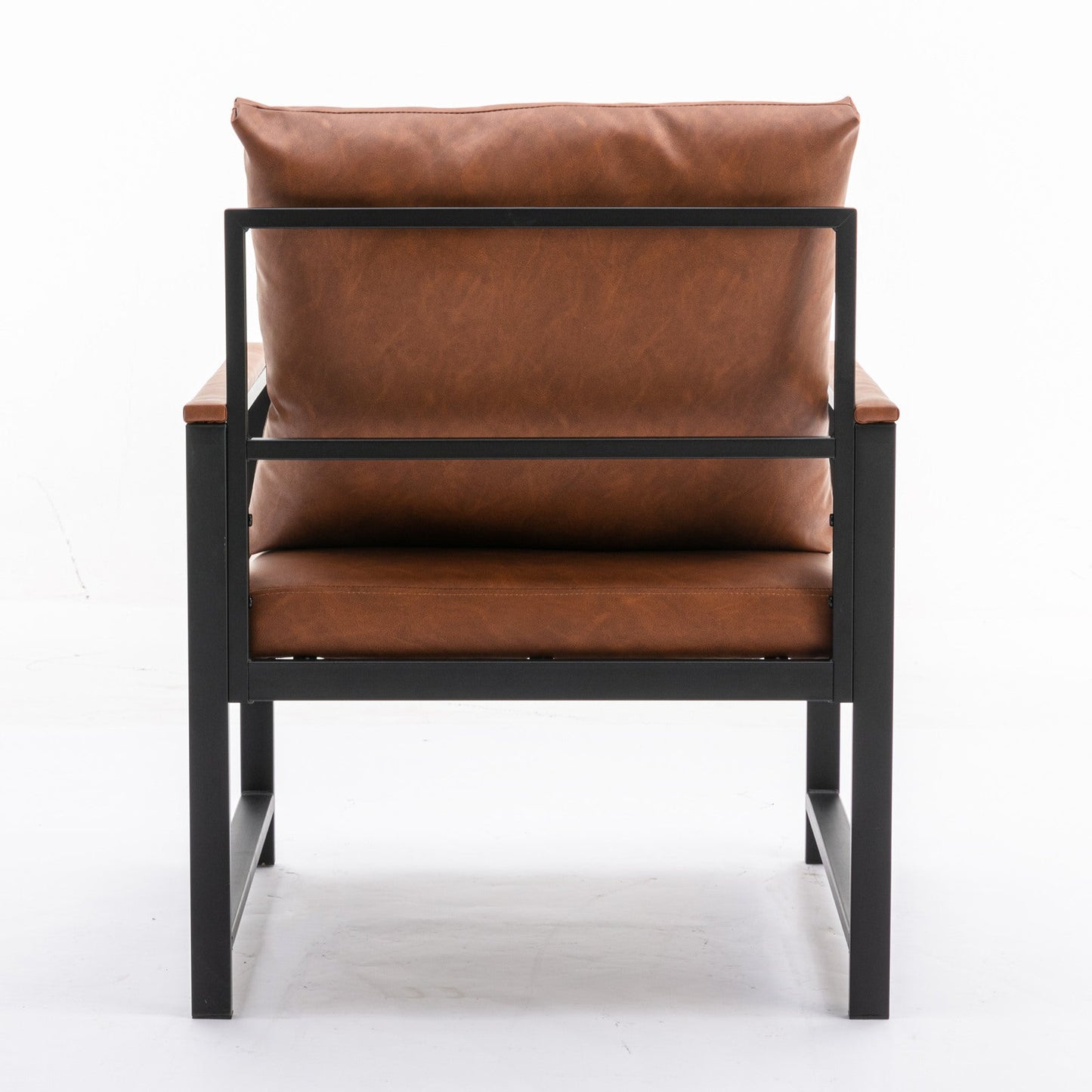 Modern Faux Leather Accent Chair with Metal Frame by Blak Hom