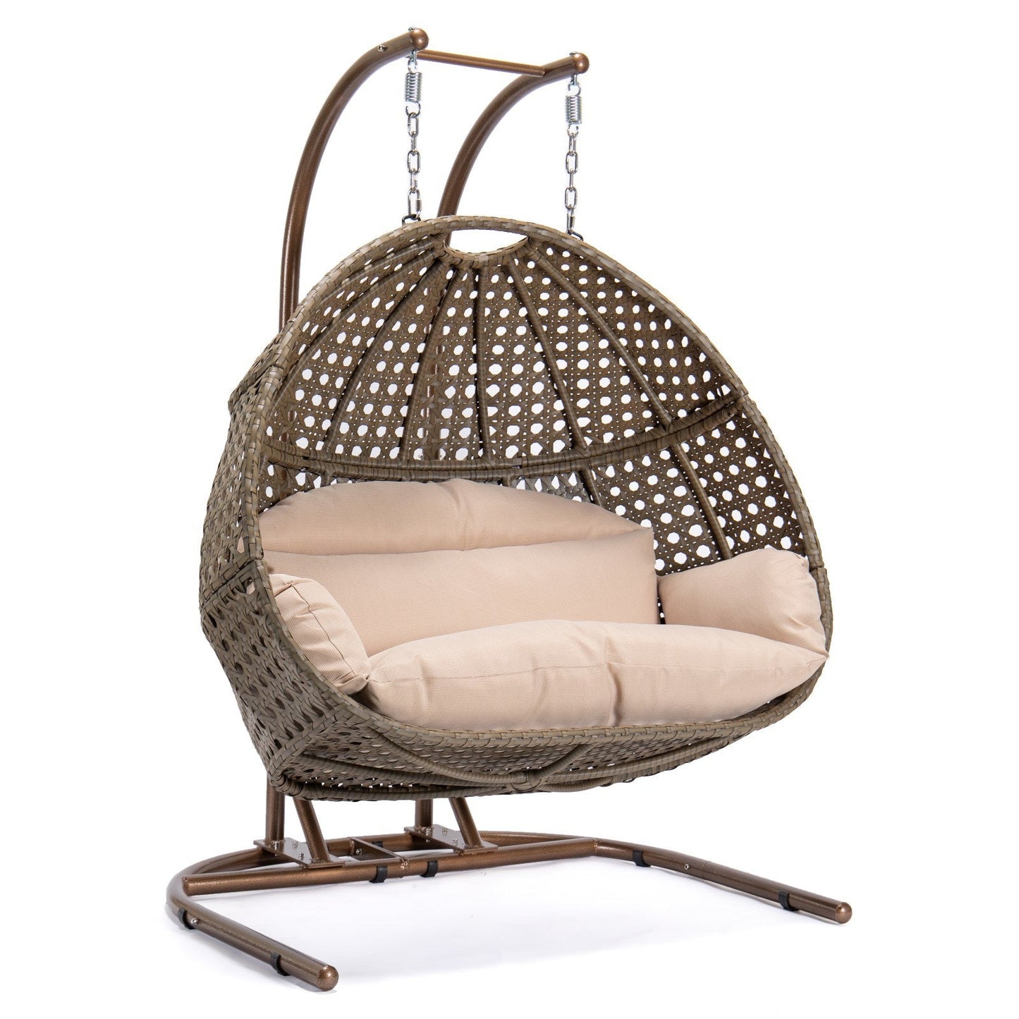 Brown Wicker Hanging Double-Seat Swing Chair by Blak Hom