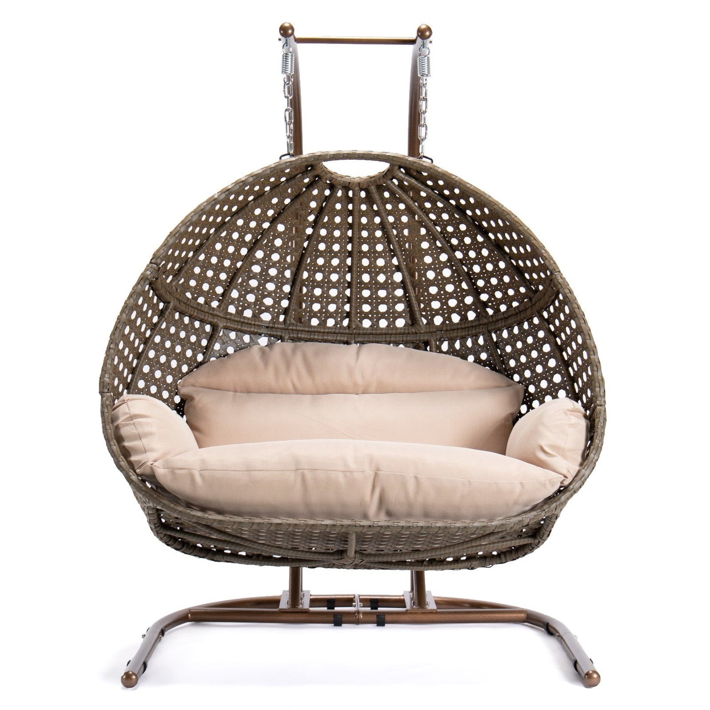 Brown Wicker Hanging Double-Seat Swing Chair by Blak Hom