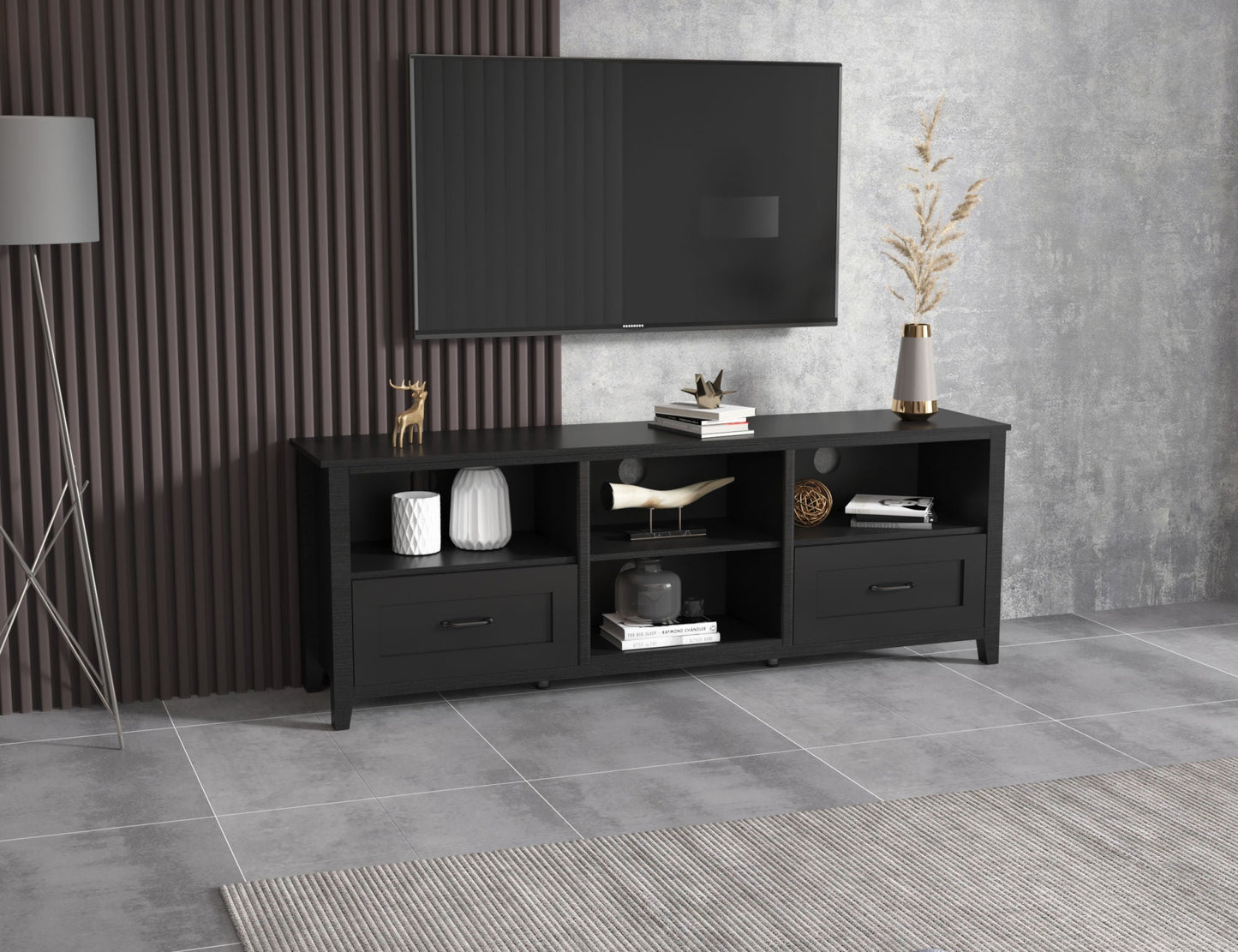 Black TV Stand for Living Room and Bedroom by Blak Hom