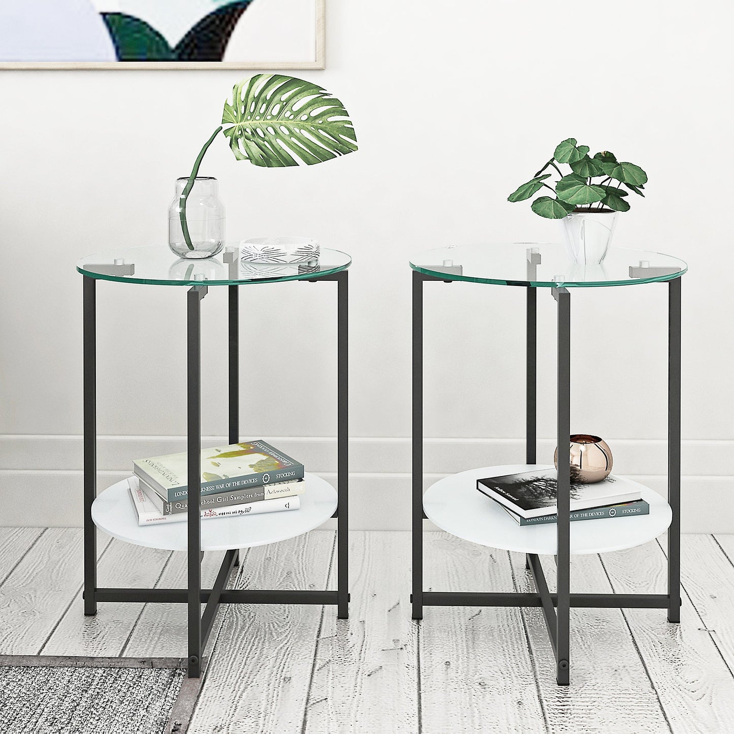 2-Piece Set Clear Tempered Glass Side Table. by Blak Hom