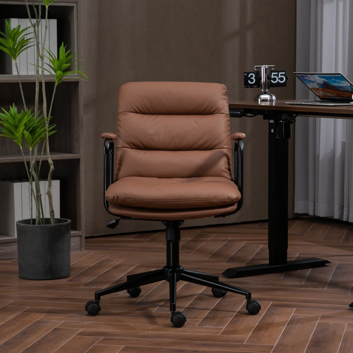 Mid Back PU Leather Home Office Chair by Blak Hom