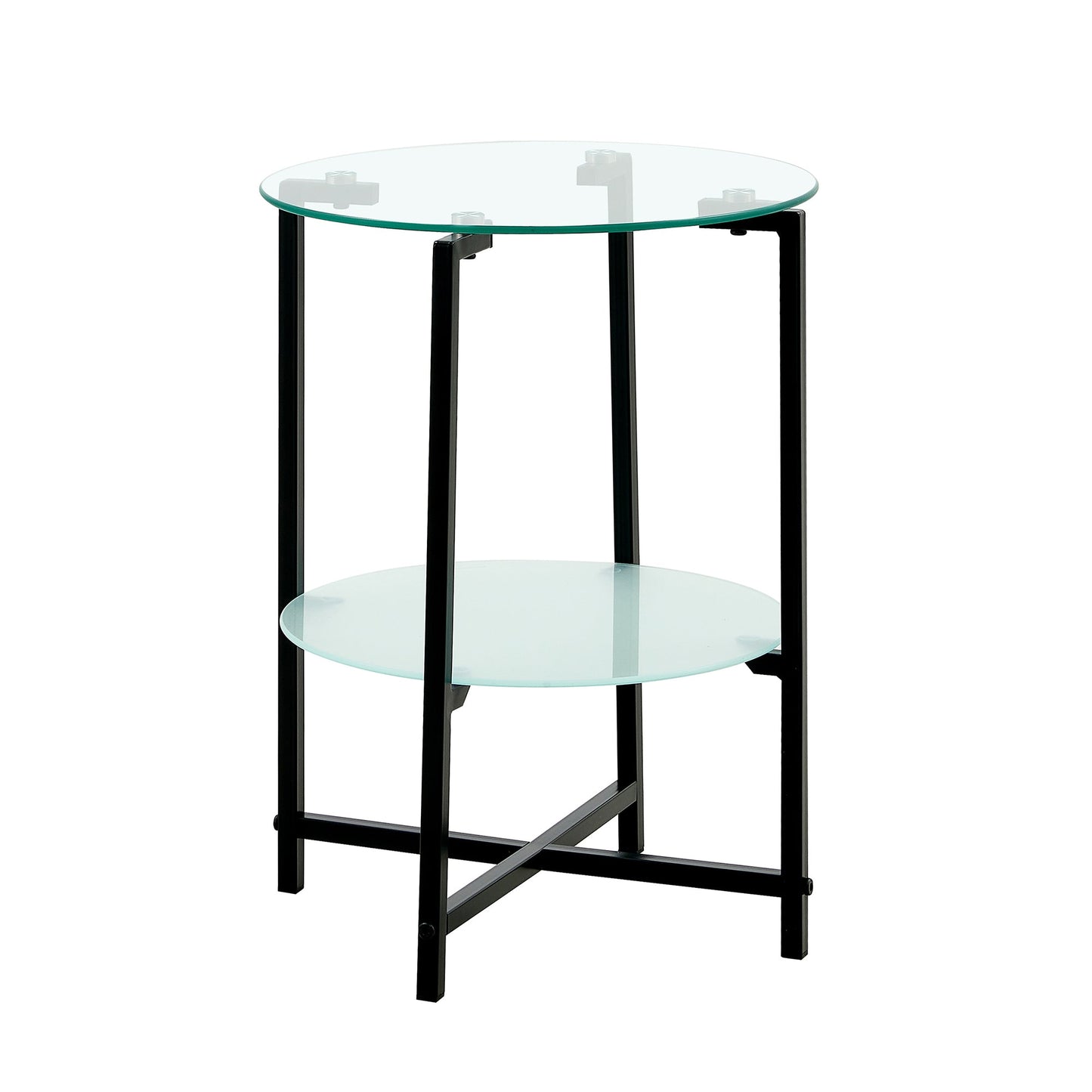 2-Piece Set Clear Tempered Glass Side Table. by Blak Hom