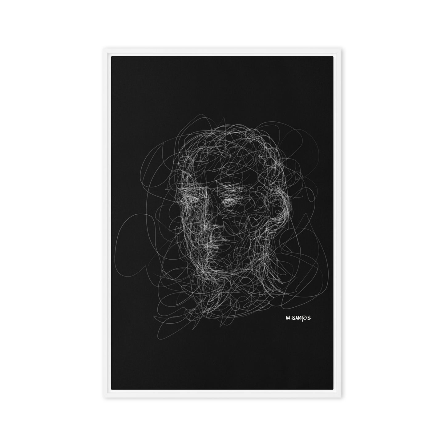 White Line Face by M. Santos - Frame Canvas