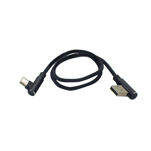 18" Phone Charging Cable with 90-Degree male USB to 90-degree male USBC connectors