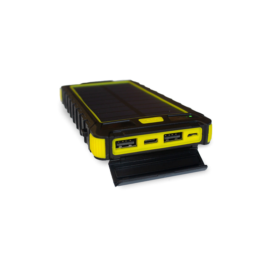 10,000 mAh Power Bank with LED Light, Solar Panel and 2 USB 2.1a Device Charging Ports